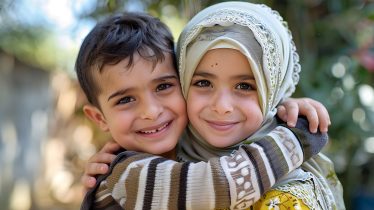 Children Hugging in a Portrait