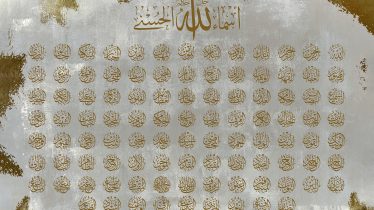 Islamic calligraphic Names of God Allah on old background